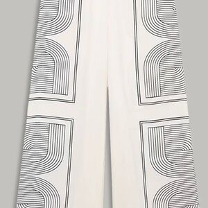 Commense Black and White Geometric Wide Leg Pants
